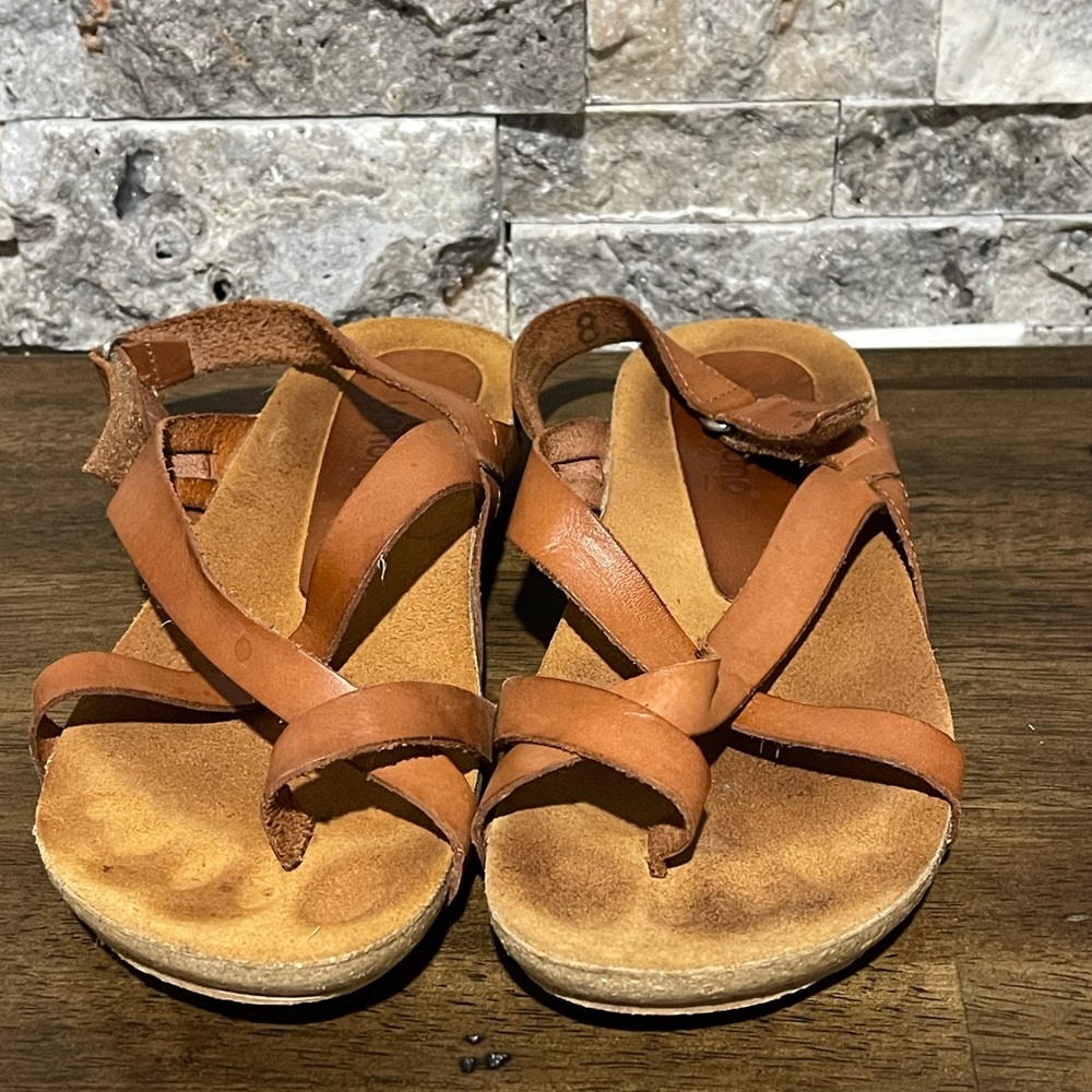Yokono Brown Leather Cork Sole Comfort Sandals Women Size 8